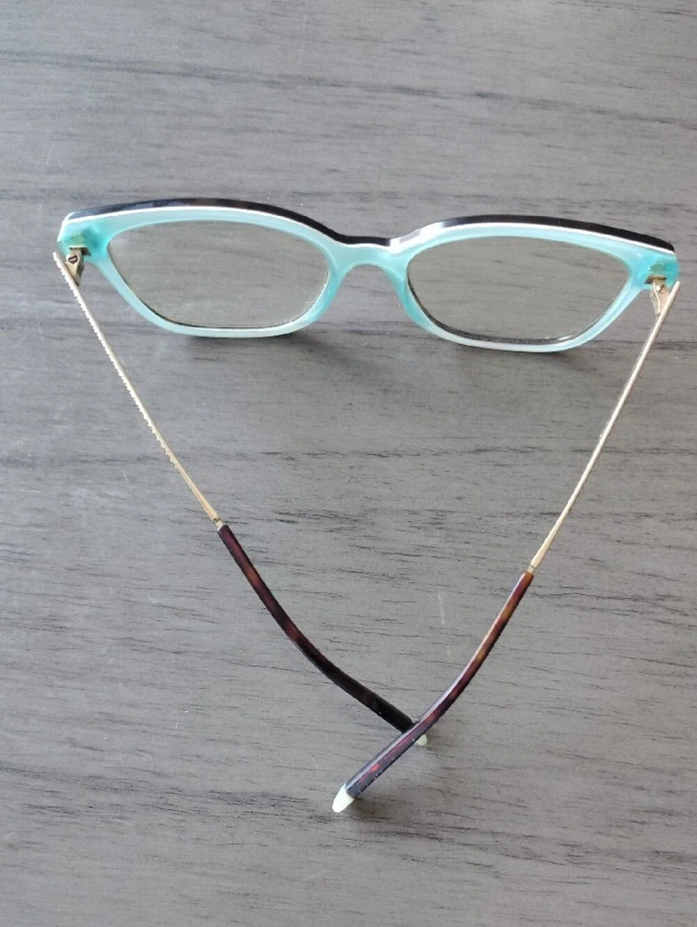 Tiffany & Co. Tortoiseshell Cat-Eye Glasses with Mint Temple Tips
